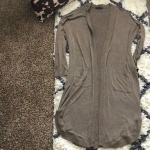 Olive green duster cardigan with pockets